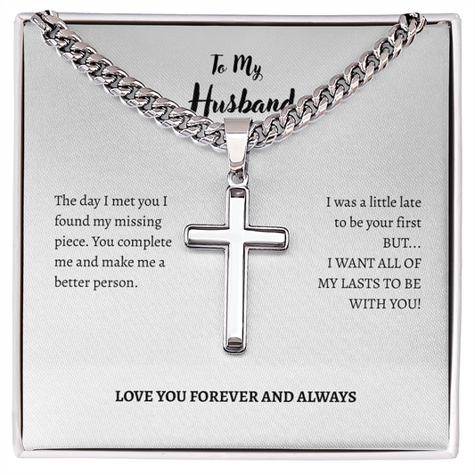 To My Husband-Cross Chain Necklace